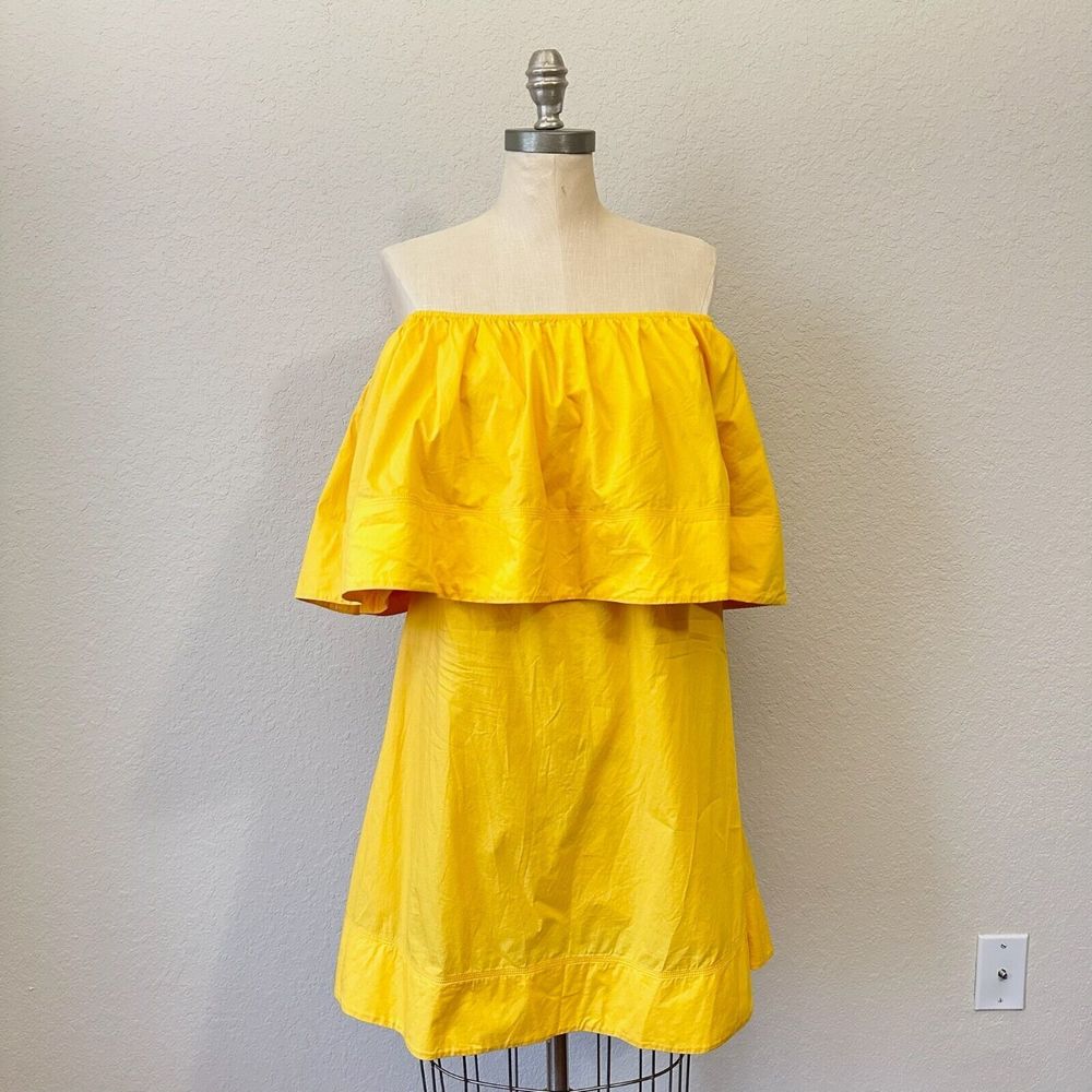 APIECE APART Piper Petal Off Shoulder Above the Knee Dress in Yellow